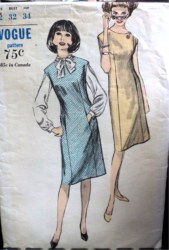 6249 60S VOG LS BUTTON BLOUSE,TIE NECK PATTERN 12